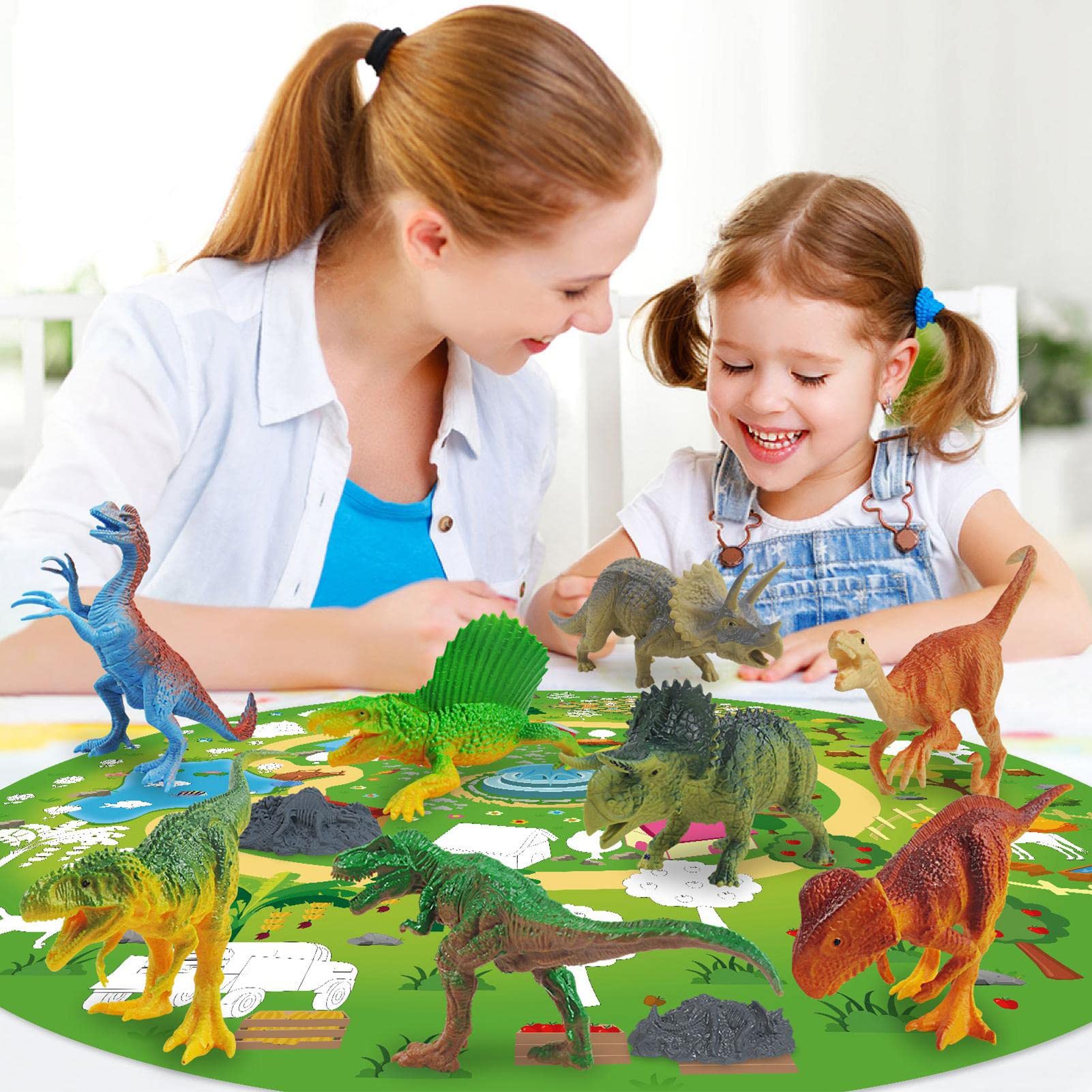 Amazon.co.jp: 恐竜のおもちゃのプレイセット | プレイマット付き恐竜